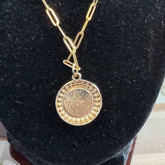 Louis Vuitton Pink/Rhinestone Pendant 18” Stainless Steel Gold Plated Necklace - Picture 8 of 9